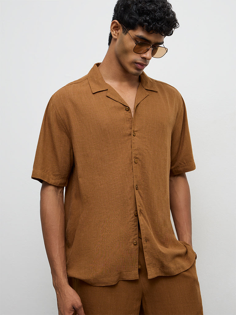 ETA Light Brown Relaxed-Fit Shirt