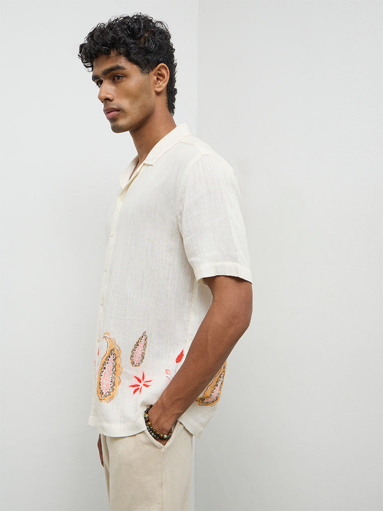 ETA Off-White Botanical Printed Relaxed-Fit Cotton Shirt