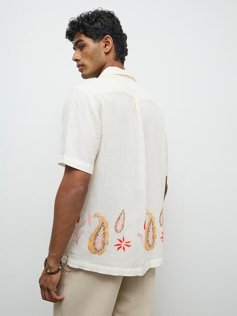 ETA Off-White Botanical Printed Relaxed-Fit Cotton Shirt