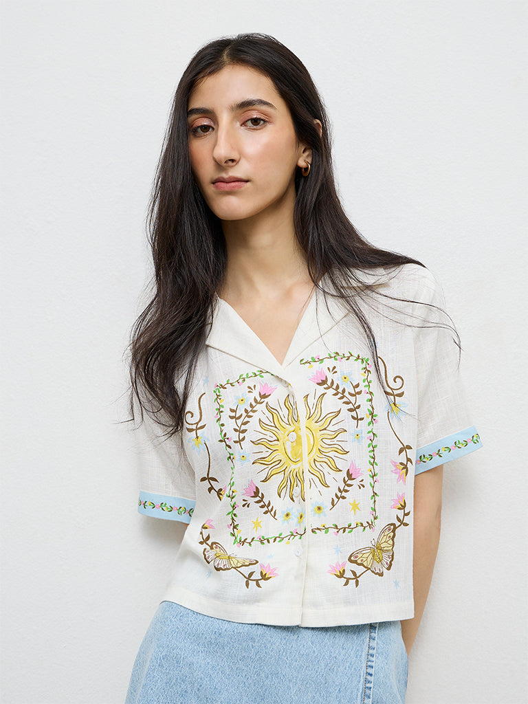 Nuon Off-White Printed Shirt