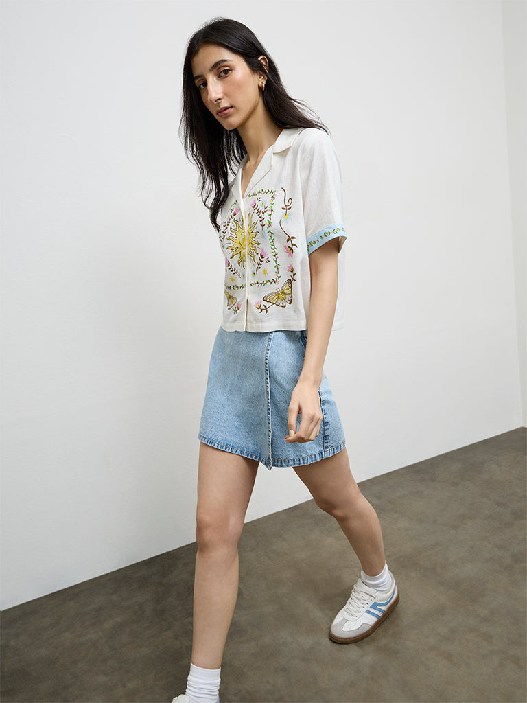Nuon Off-White Printed Shirt
