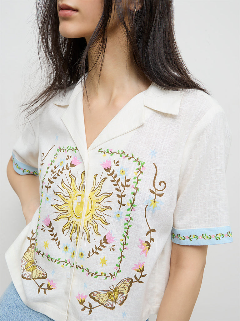 Nuon Off-White Printed Shirt