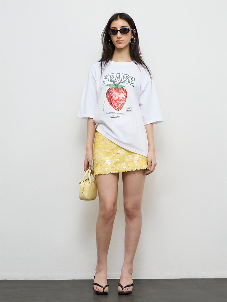 Nuon Yellow Sequin Embellished High-Rise Skirt