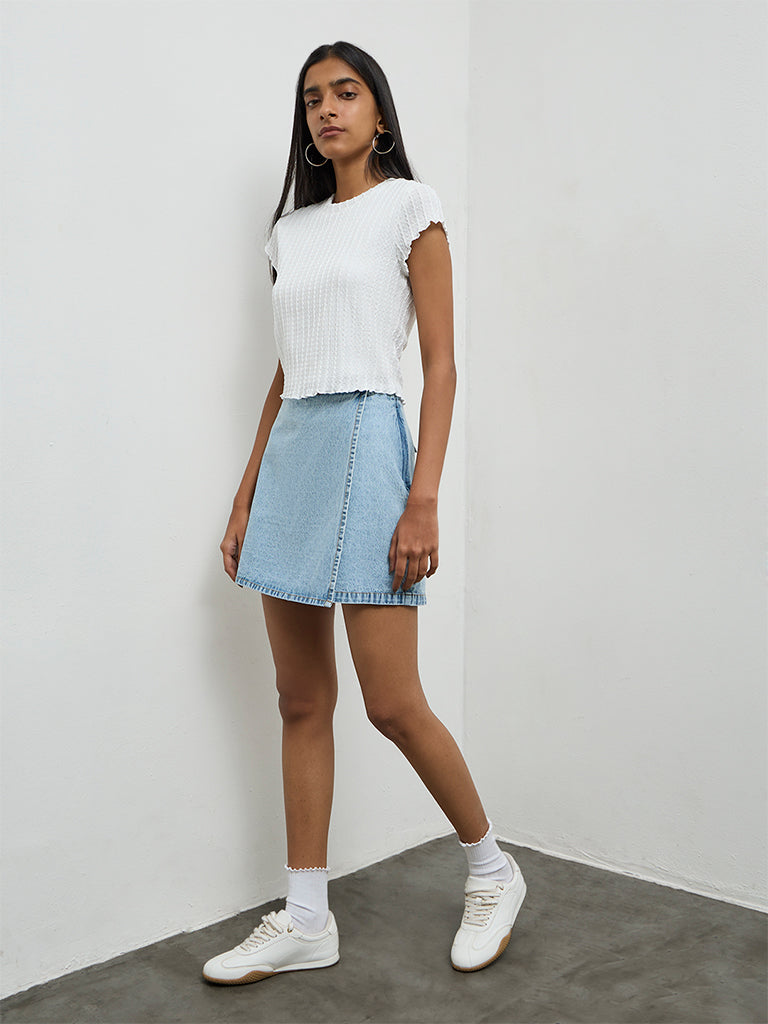 Nuon Off-White Textured Top