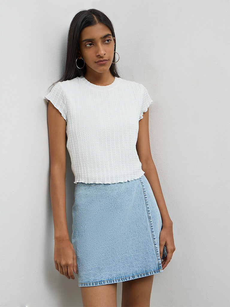 Nuon Off-White Textured Top