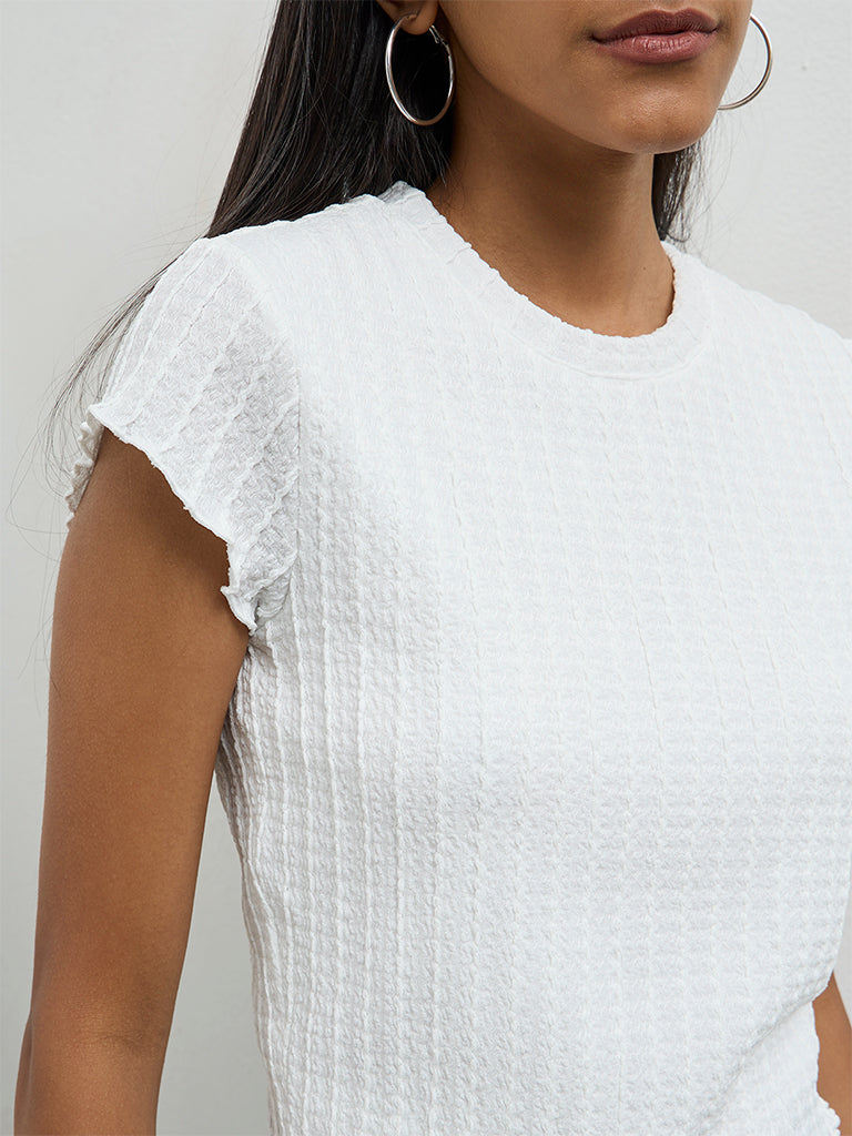 Nuon Off-White Textured Top