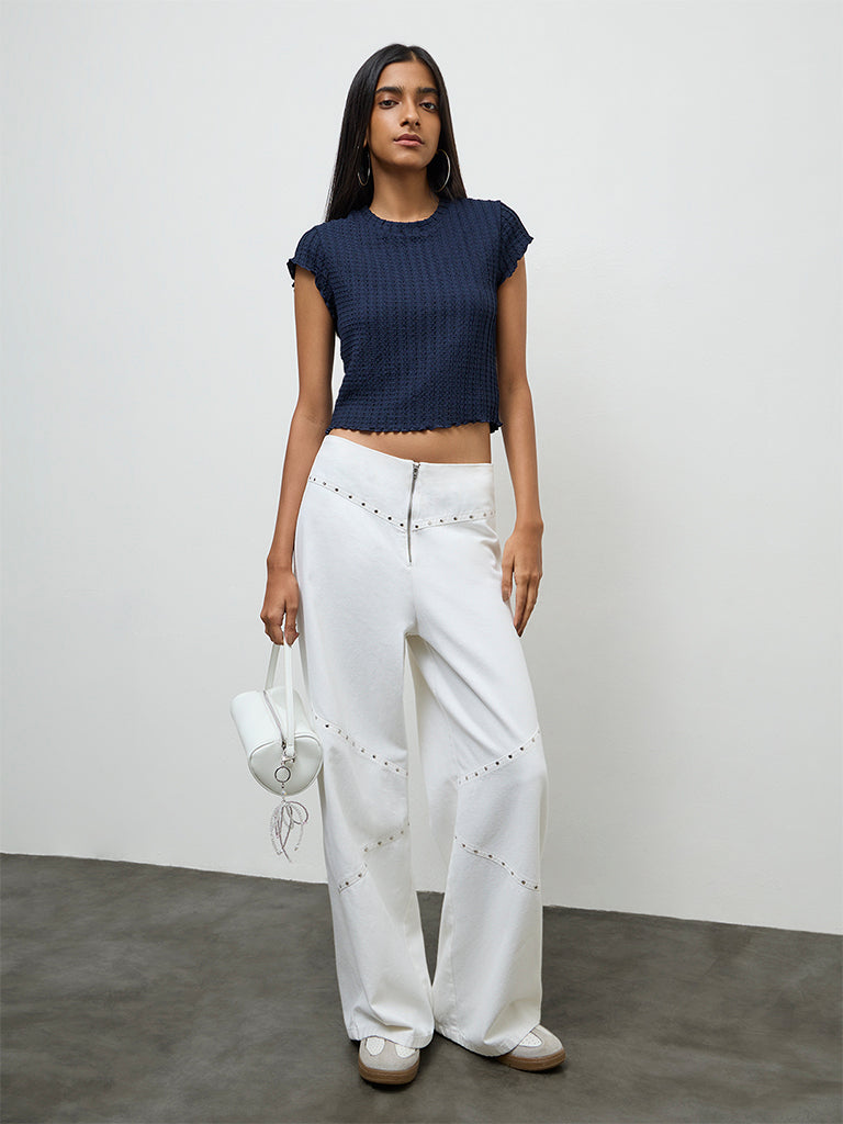 Nuon Navy Textured Top