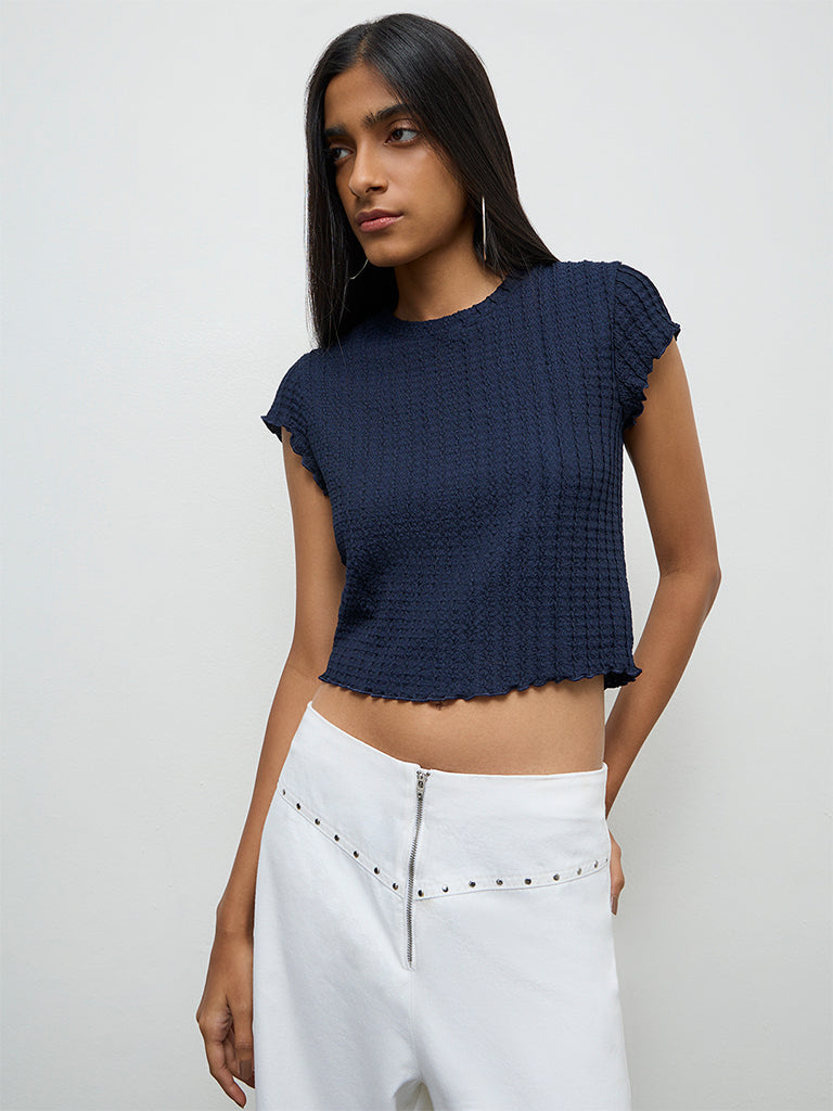 Nuon Navy Textured Top