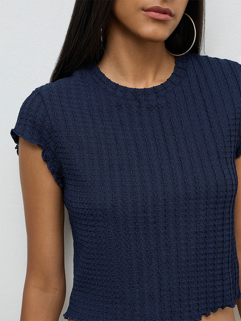 Nuon Navy Textured Top