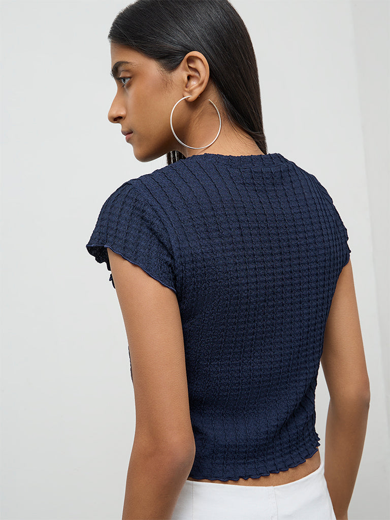 Nuon Navy Textured Top