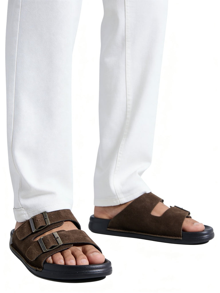SOLEPLAY Brown Double Strap Buckle Detail Sandals