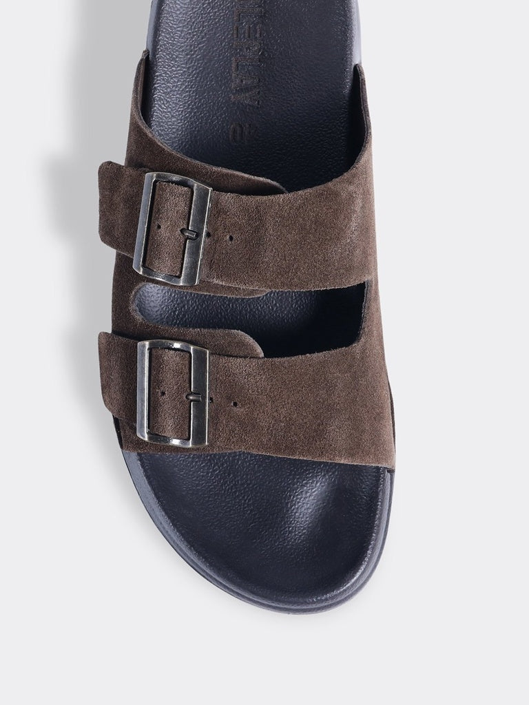 SOLEPLAY Brown Double Strap Buckle Detail Sandals