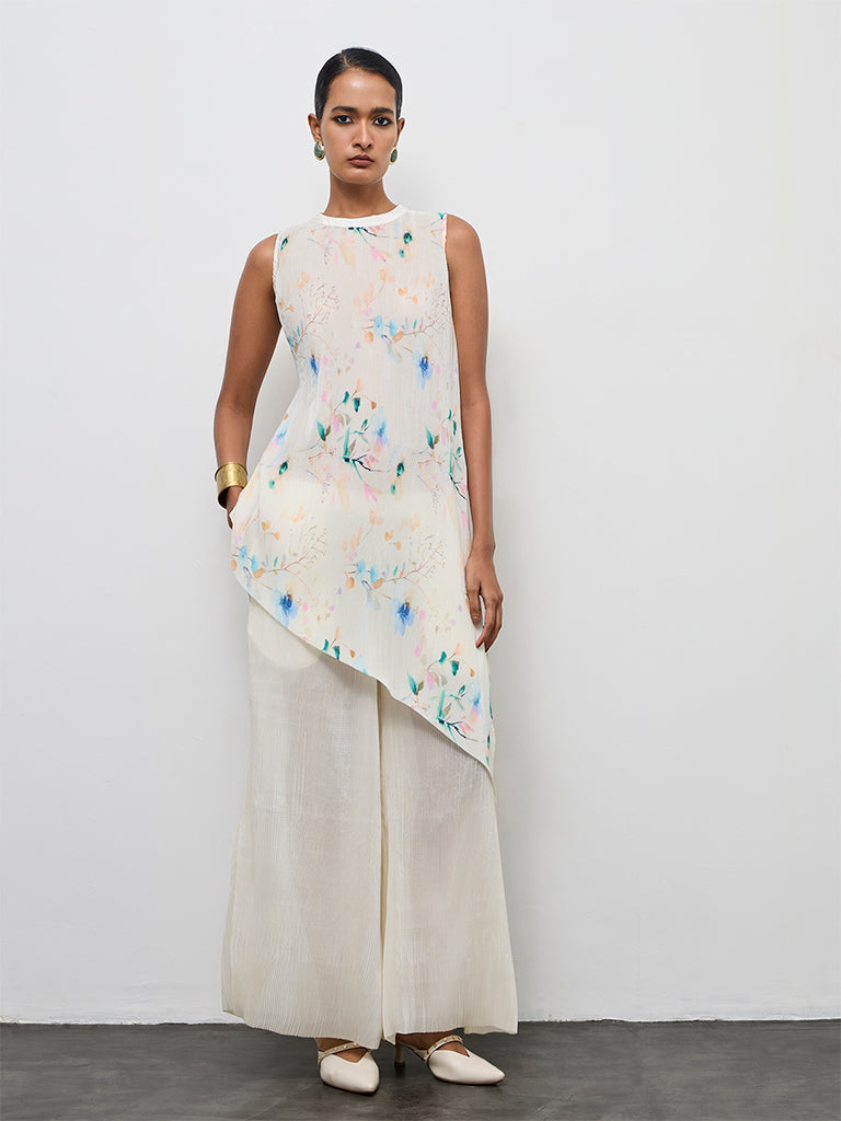 Vark Off-White Floral Printed Ethnic Set