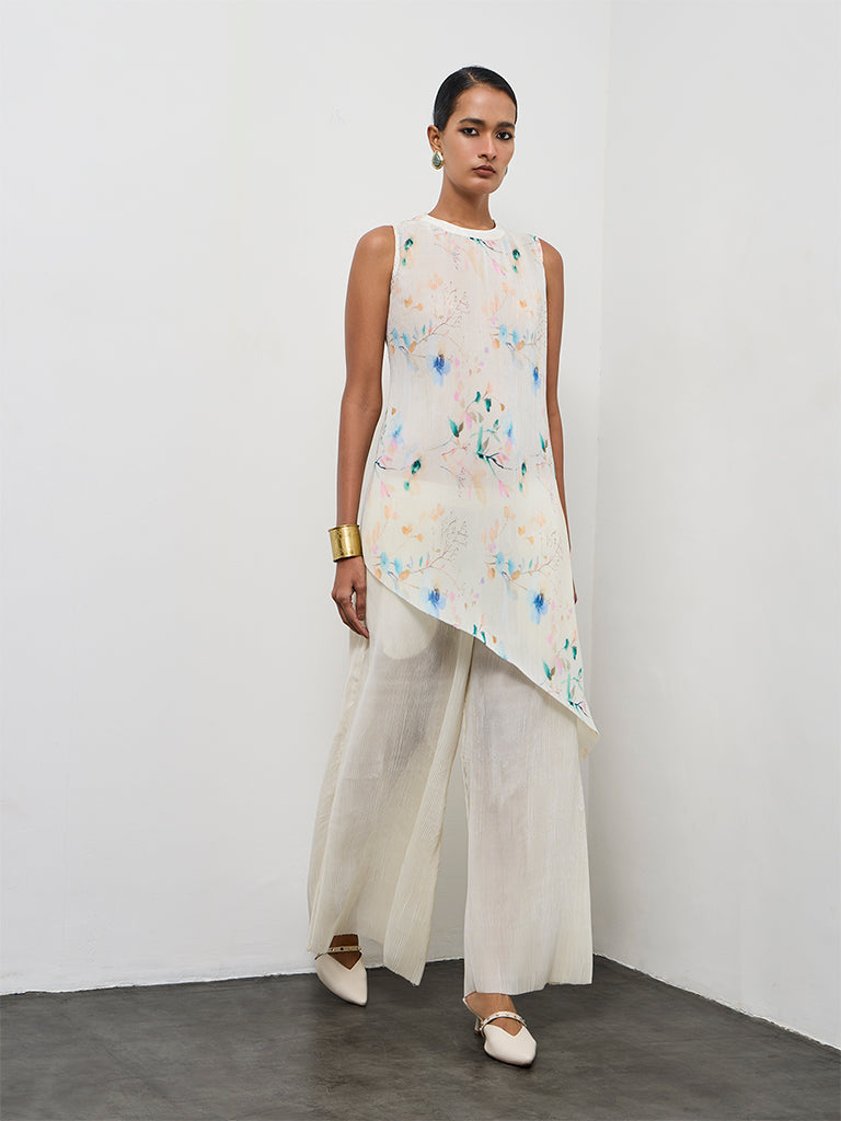 Vark Off-White Floral Printed Ethnic Set