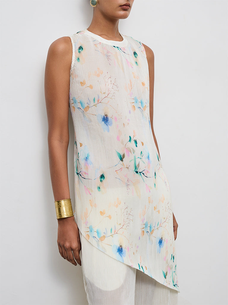 Vark Off-White Floral Printed Ethnic Set