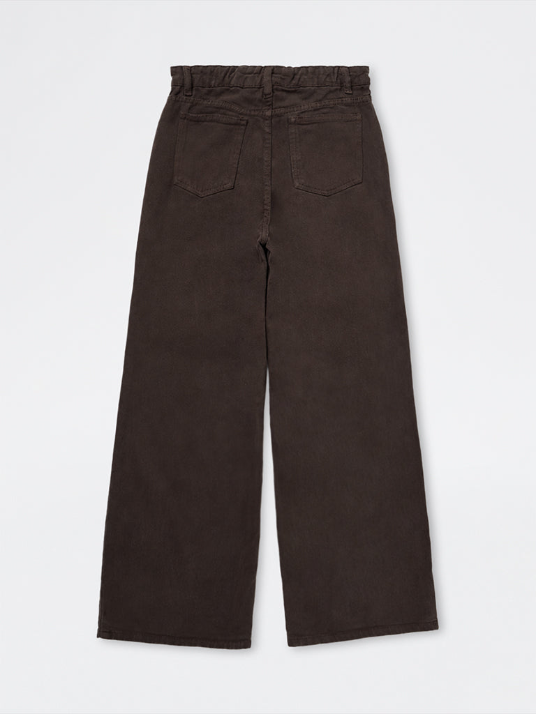 Girls Dark Brown High-Rise Jeans