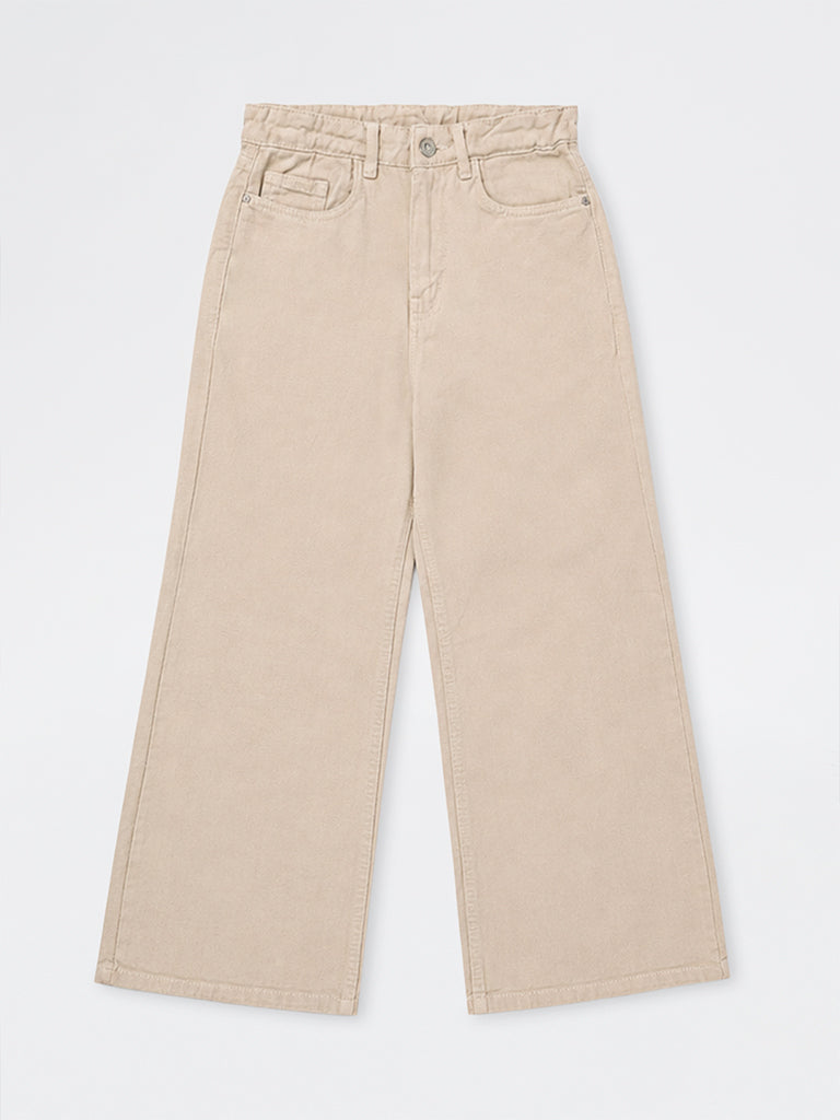 Girls Taupe High-Rise Jeans