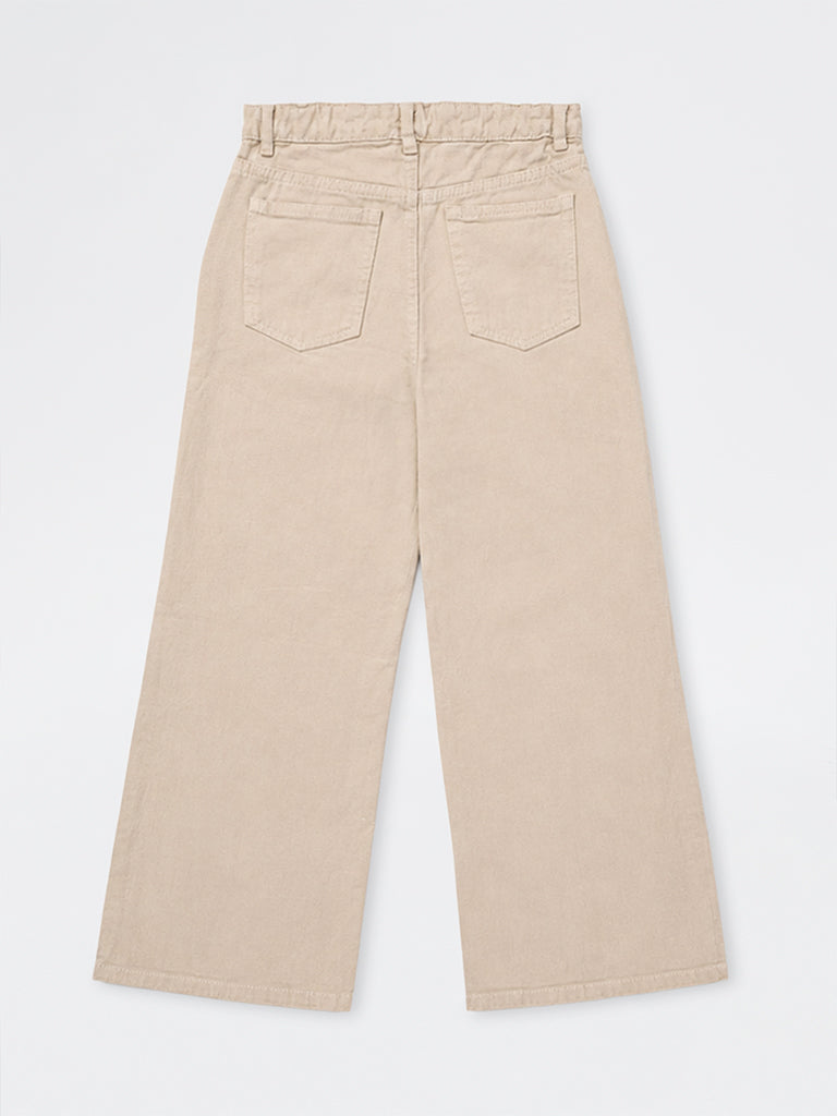 Girls Taupe High-Rise Jeans