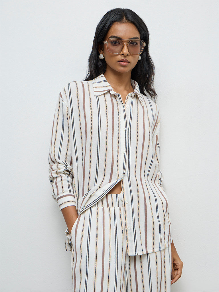 LOV Off-White Striped Shirt