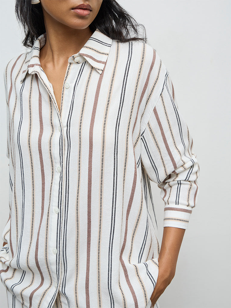 LOV Off-White Striped Shirt