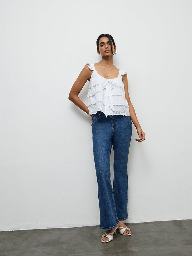 LOV White Broderie Anglaise Top