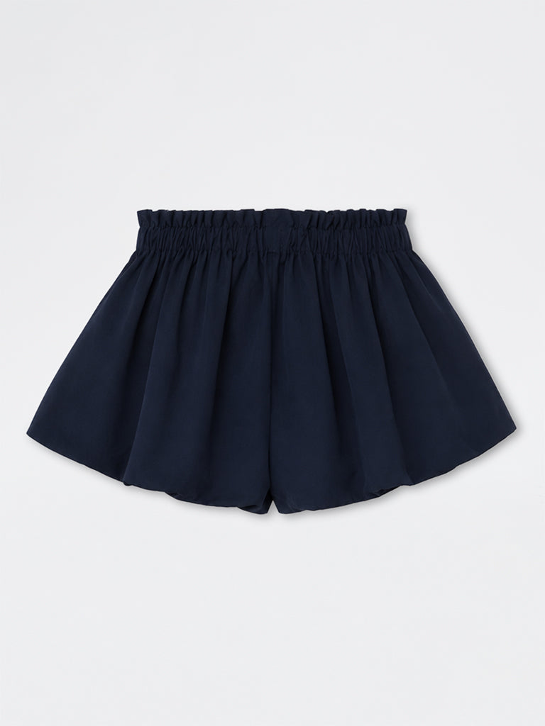 Girls Navy High-Rise Bubble Skirt