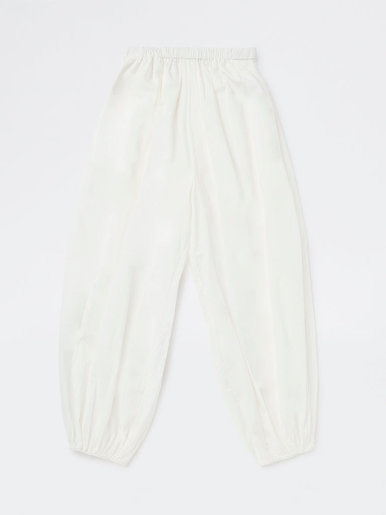 Girls White High-Rise Harem Cotton Pants