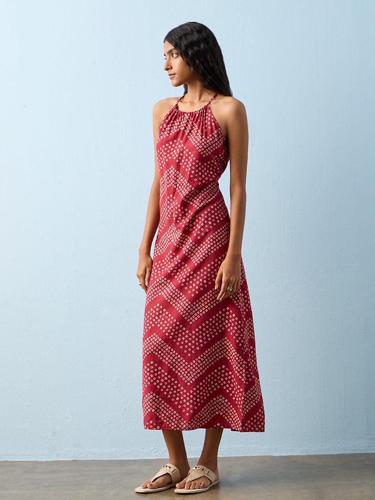 Bombay Paisley Red Chevron Pattern A-Line Dress