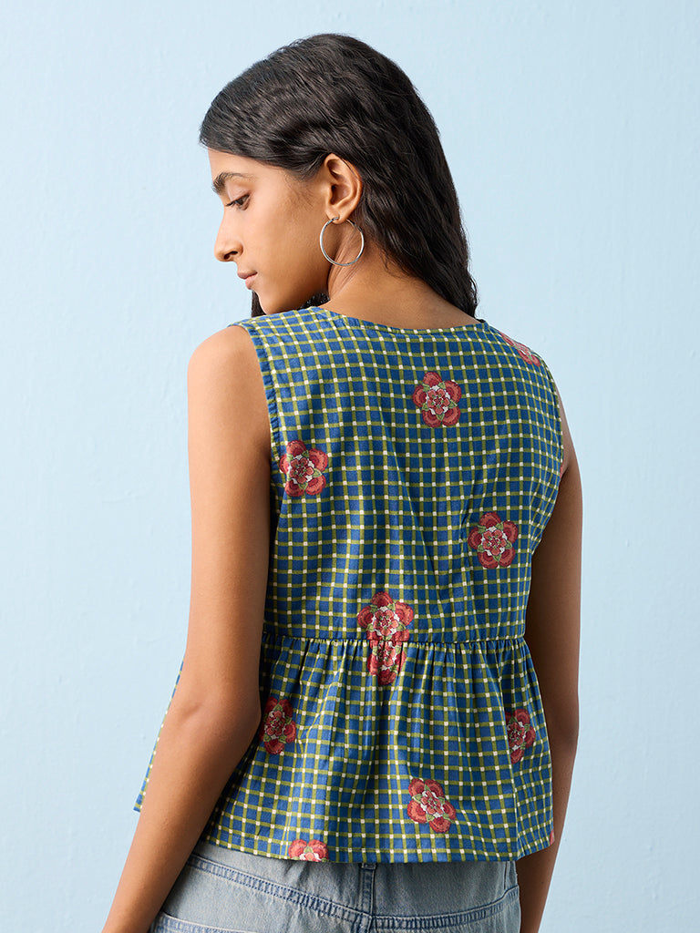Bombay Paisley Blue Printed Cotton Top