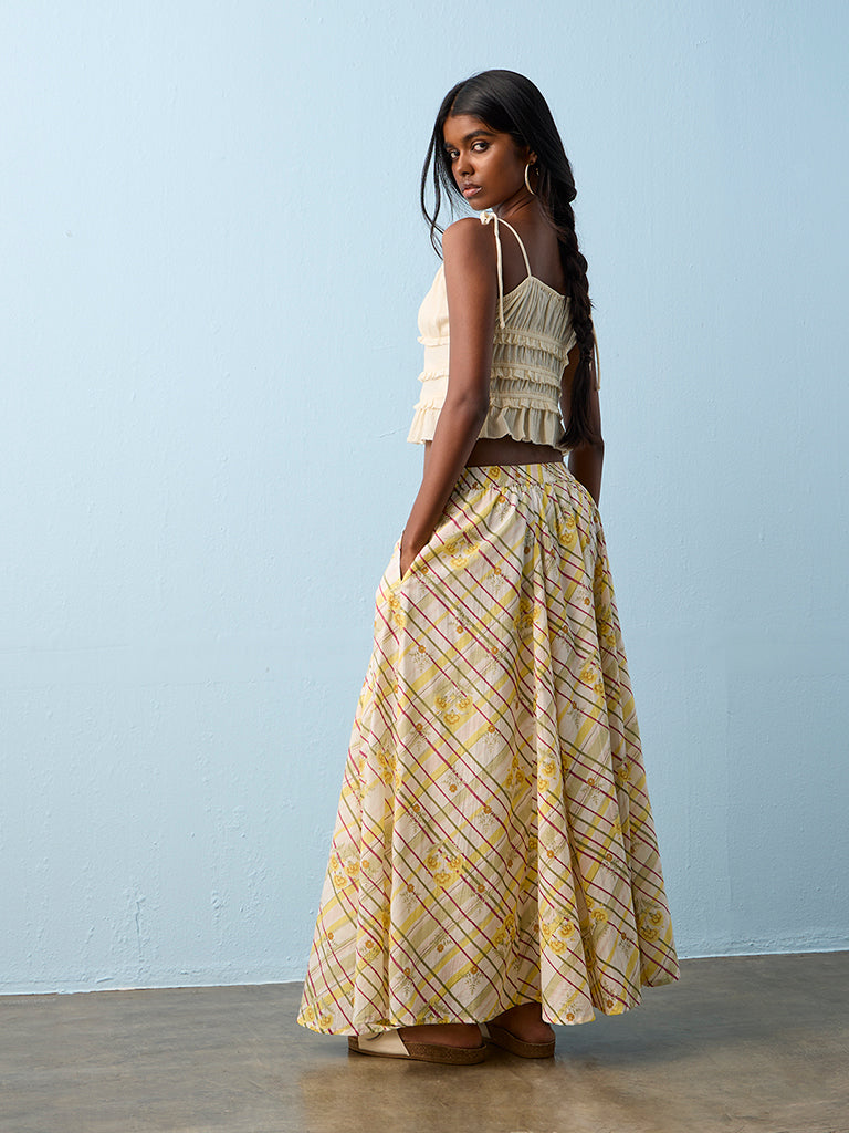 Bombay Paisley Cream Crinkle-Textured Cotton Top