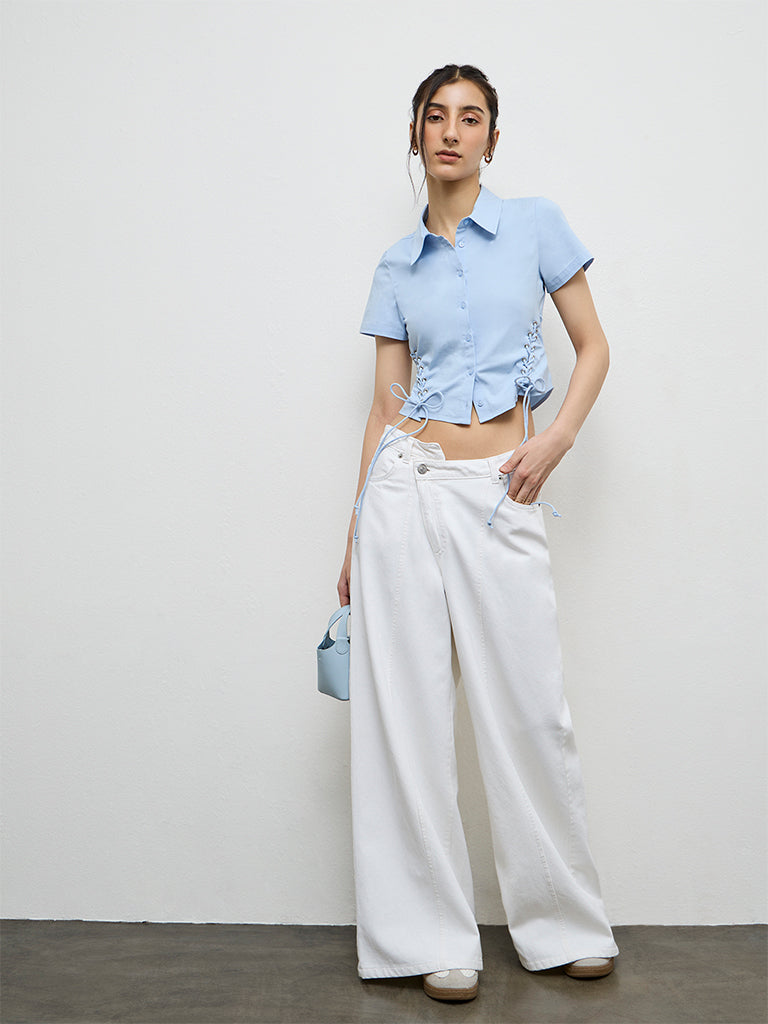 Nuon Light Blue Tie-Up Detail Shirt
