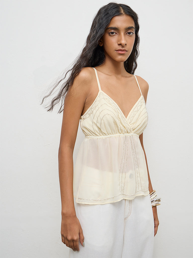 Nuon Cream Embellished Top