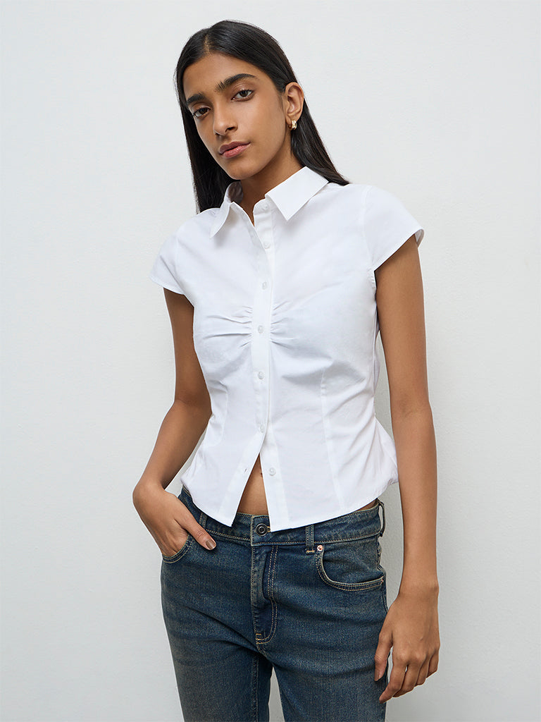Nuon White Solid Shirt