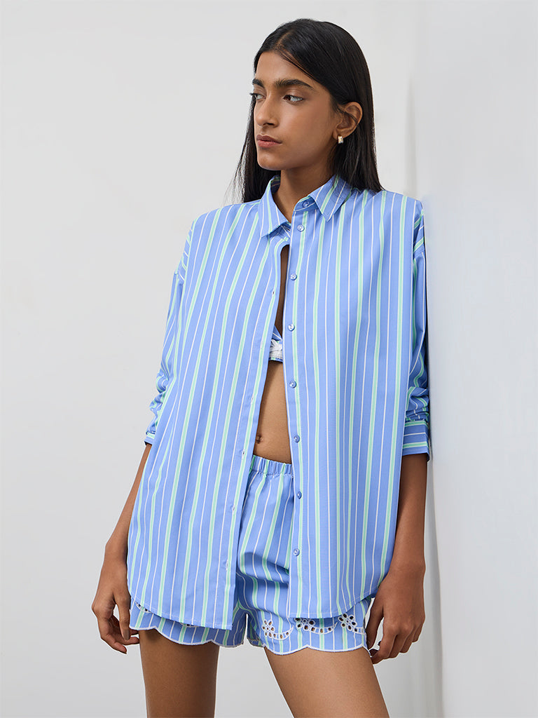 Nuon Blue Striped Shirt