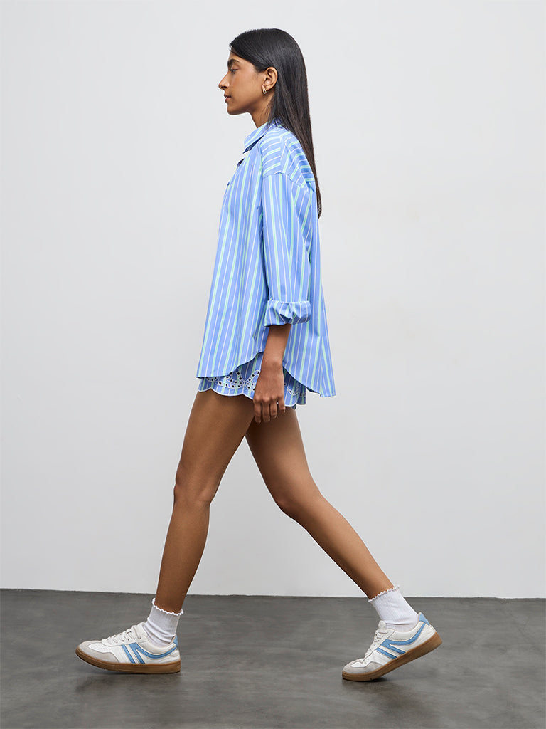 Nuon Blue Striped Shirt