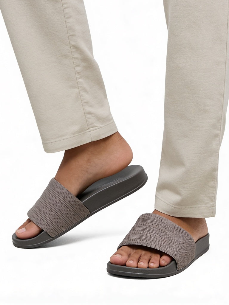 SOLEPLAY Taupe Textured Slides