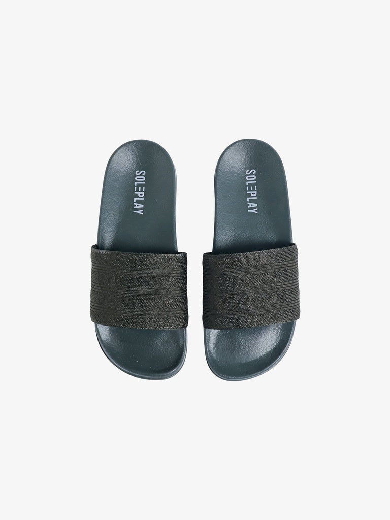 SOLEPLAY Olive Knit-Textured Pool Slides