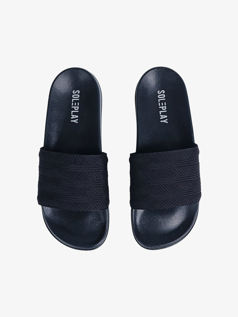 SOLEPLAY Black Knit Slides
