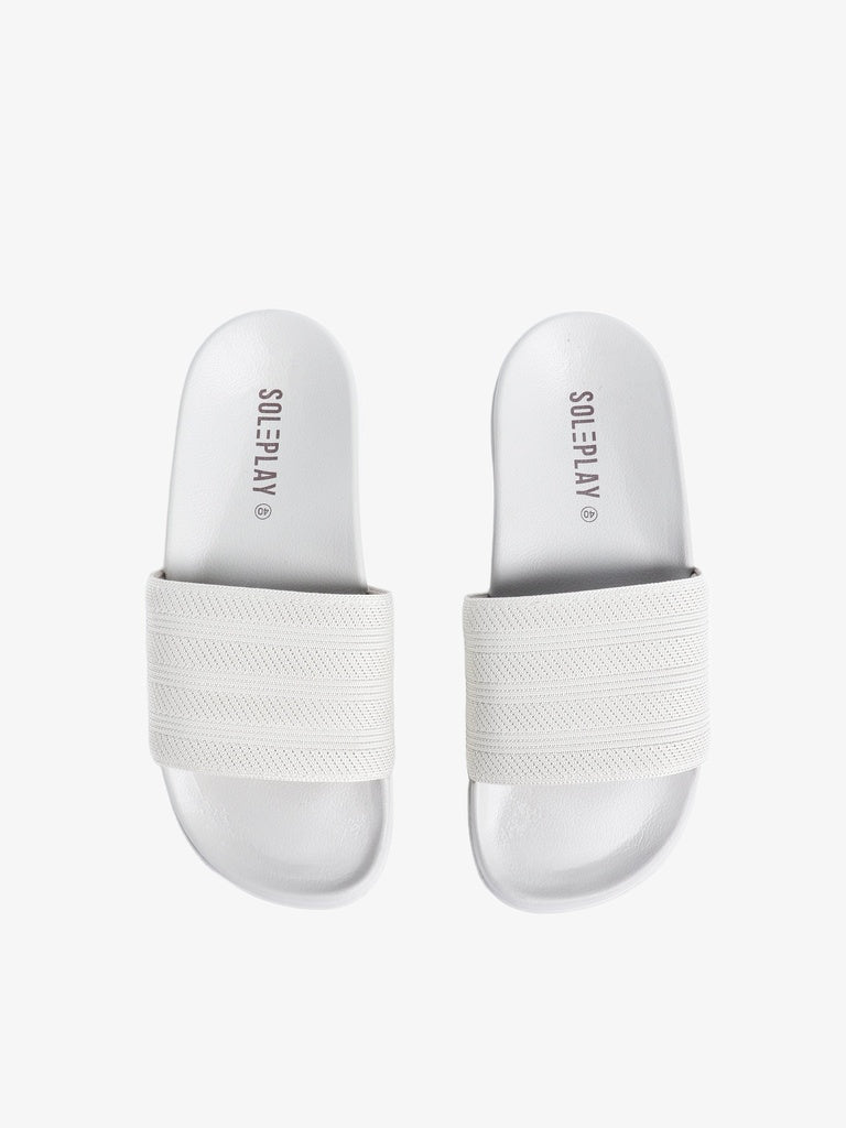 SOLEPLAY Unbleached Knit-Textured Pool Slides