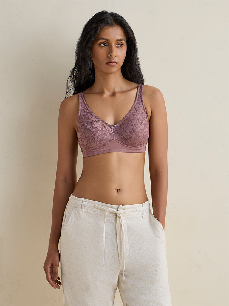 Wunderlove Brown Floral Lace Padded Bra