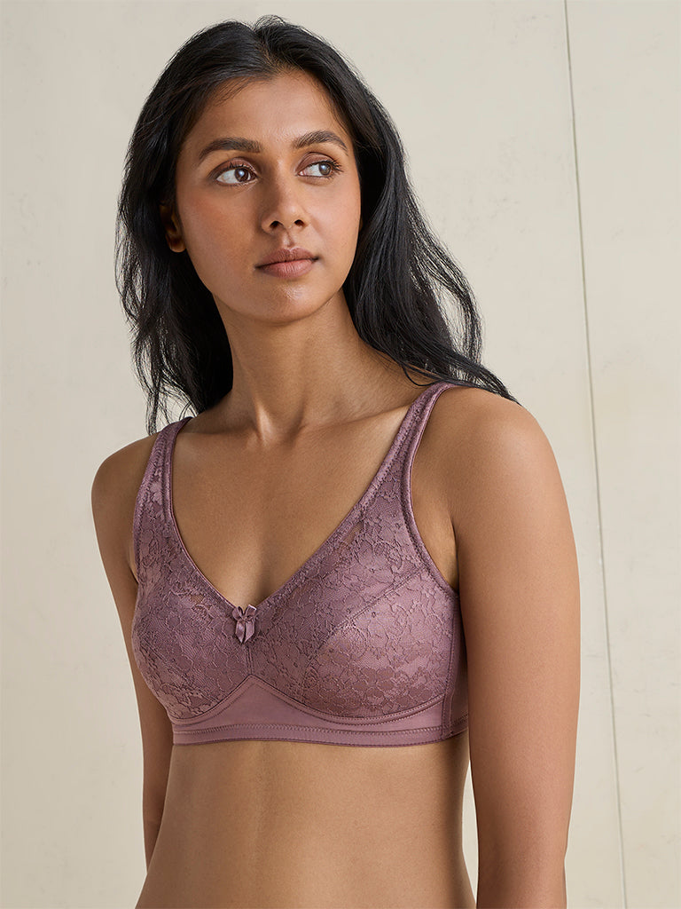 Wunderlove Brown Floral Lace Padded Bra