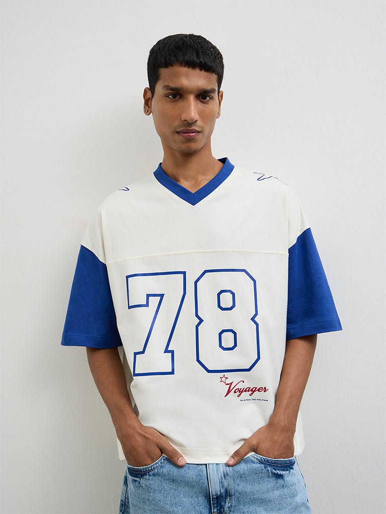 Nuon Off-White Numerical Printed Oversized-Fit T-Shirt