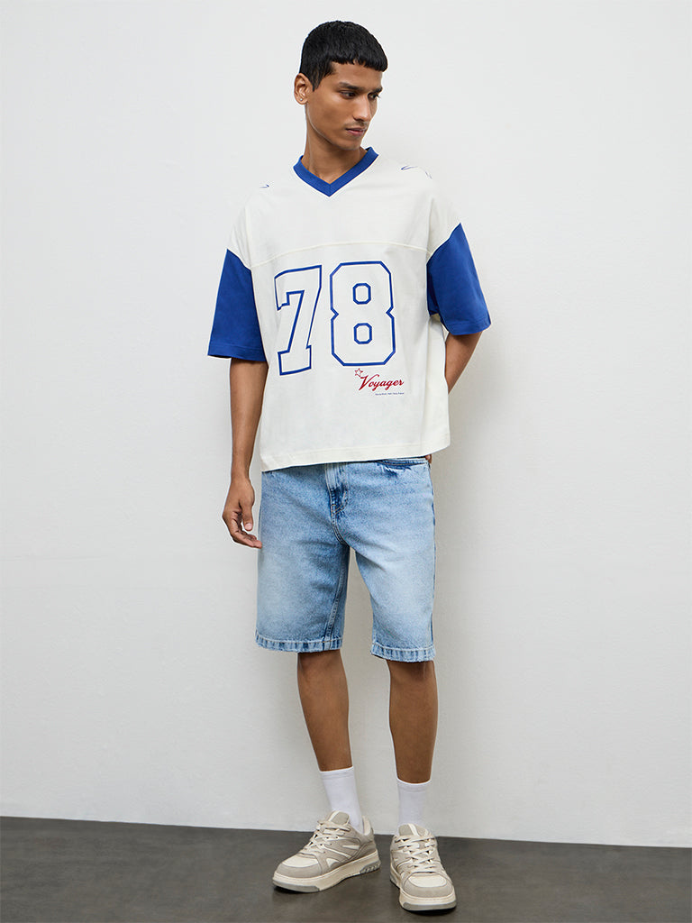 Nuon Off-White Numerical Printed Oversized-Fit T-Shirt