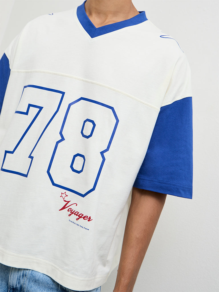 Nuon Off-White Numerical Printed Oversized-Fit T-Shirt