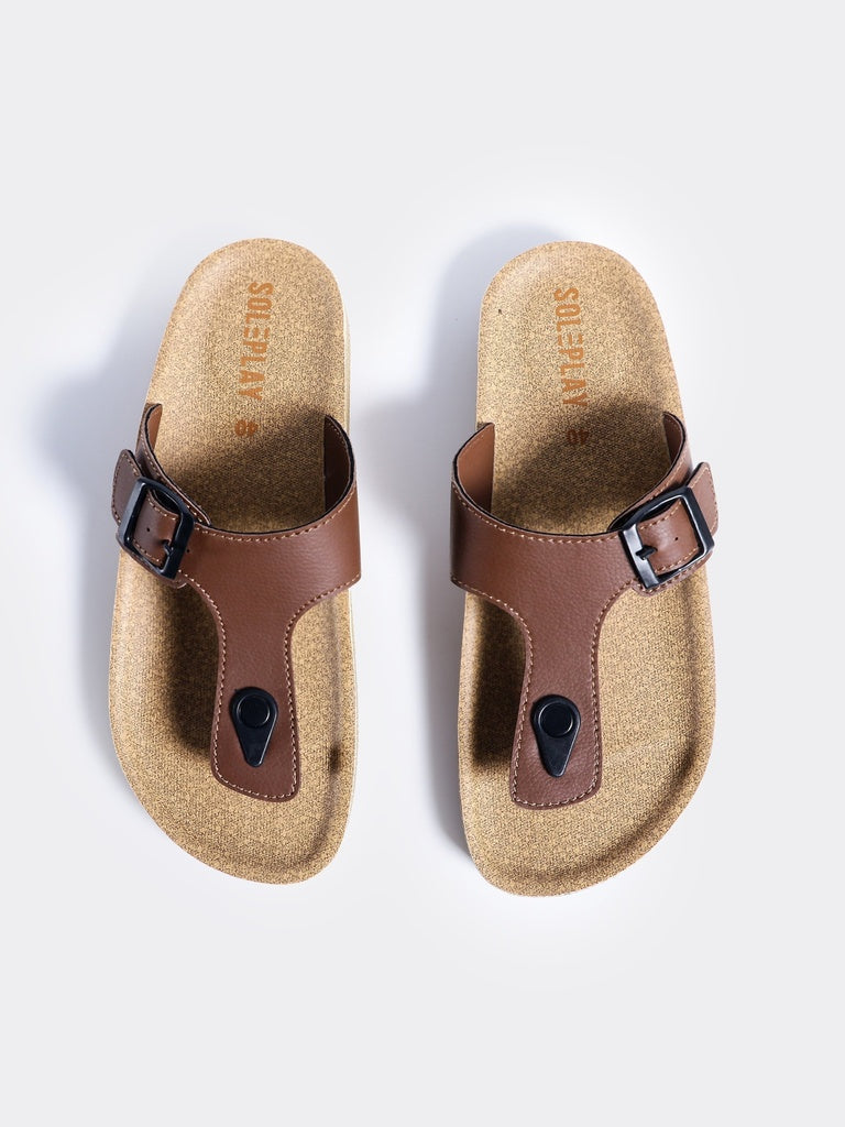 SOLEPLAY Man Tan Monk-Strap Slide Sandals