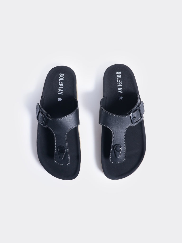 SOLEPLAY Black Thong Slides