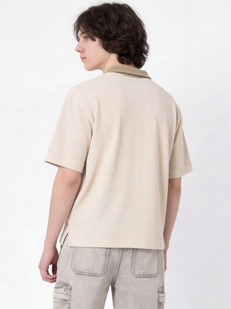 Boys Beige Graphic Printed T-Shirt