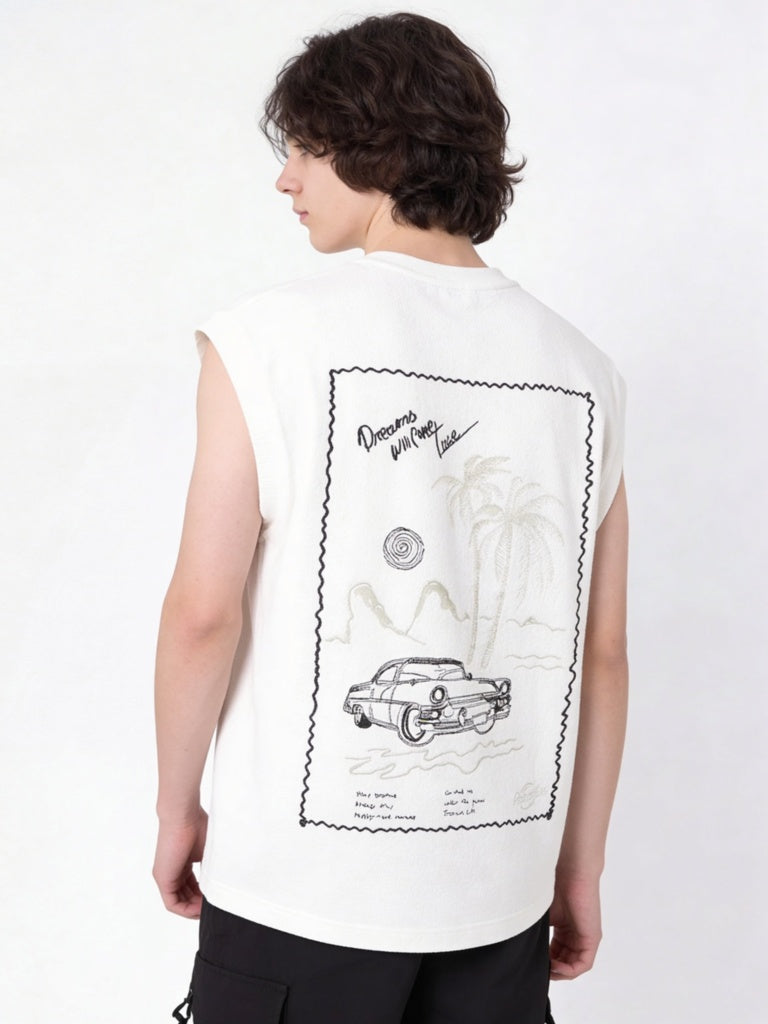 Boys Off-White Printed Cotton-Blend T-Shirt