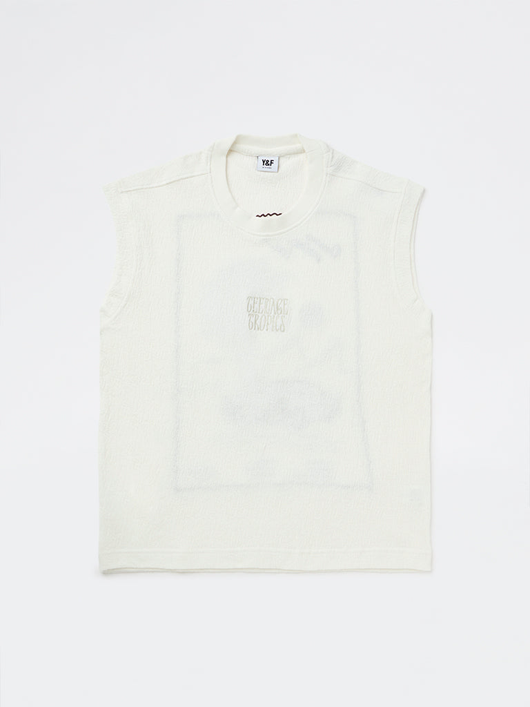 Boys Off-White Printed Cotton-Blend T-Shirt