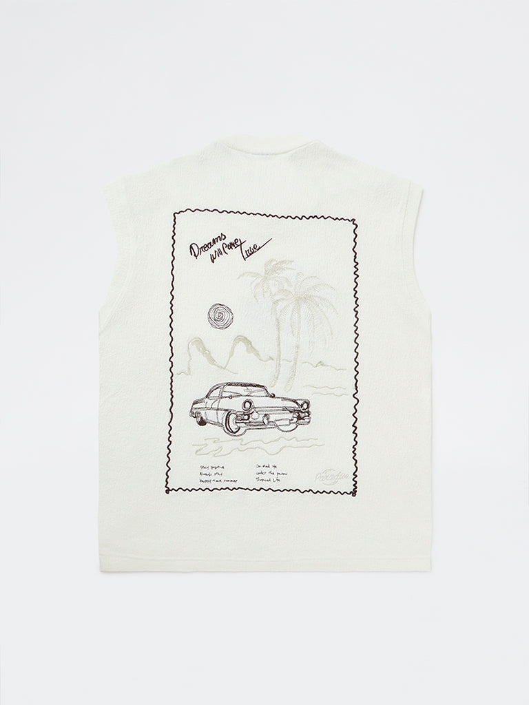Boys Off-White Printed Cotton-Blend T-Shirt